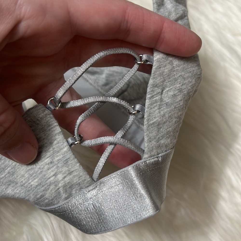 Gray Satin-Trim Bralette with Adjustable Straps - Picture 12 of 12